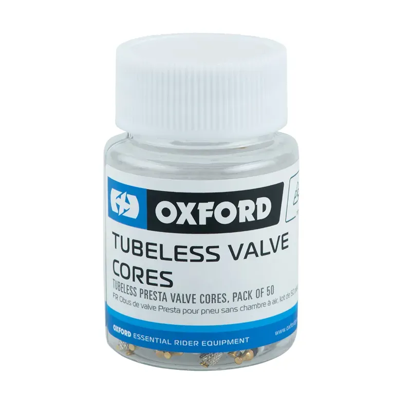 Oxford 50x Tubeless Valve Cores in Silver