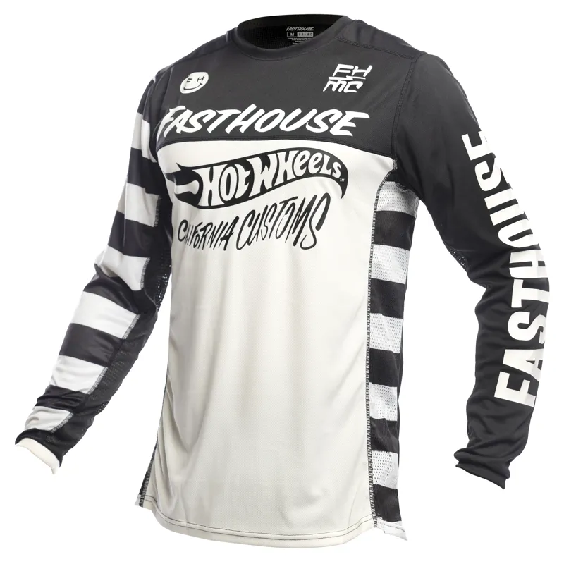 Fasthouse Grindhouse Hot Wheels Long Sleeve Jersey in White/Black