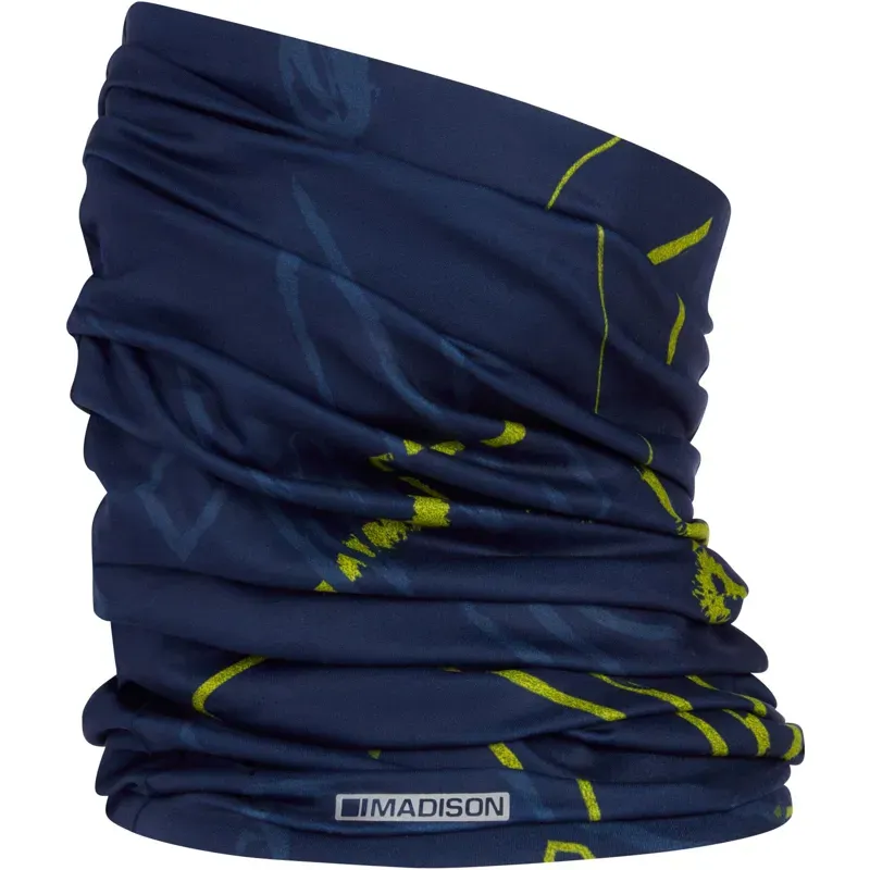 Madison Freewheel Neck Tube in Brushstroke Ink Navy/Yellow