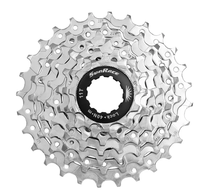 Sunrace and Sturmey Archer 7 Speed MTB 11-28T Cassette in Silver